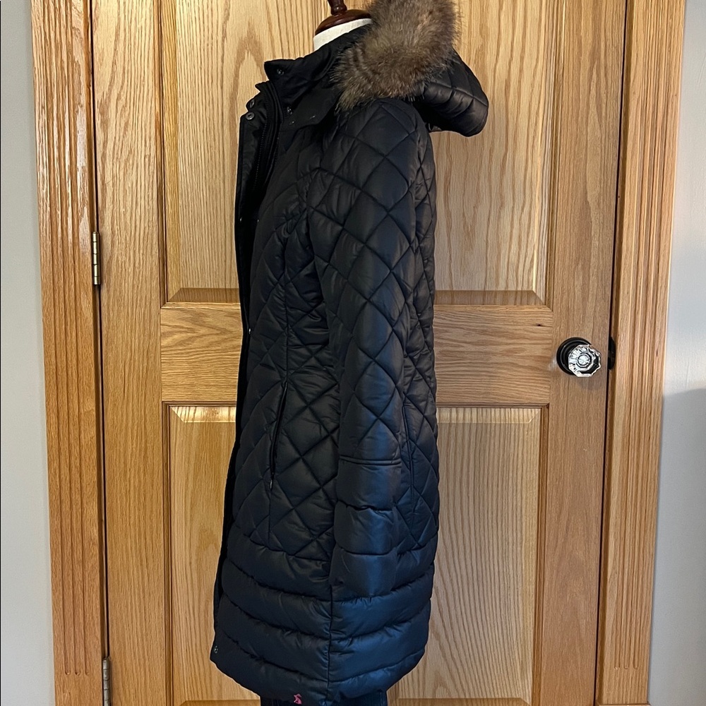 Joules Padded Long Puffer Coat with Faux Fur Accent - Picture 5 of 10
